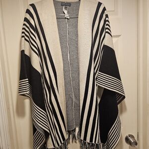Forever 21 Black and Whitr Striped Poncho